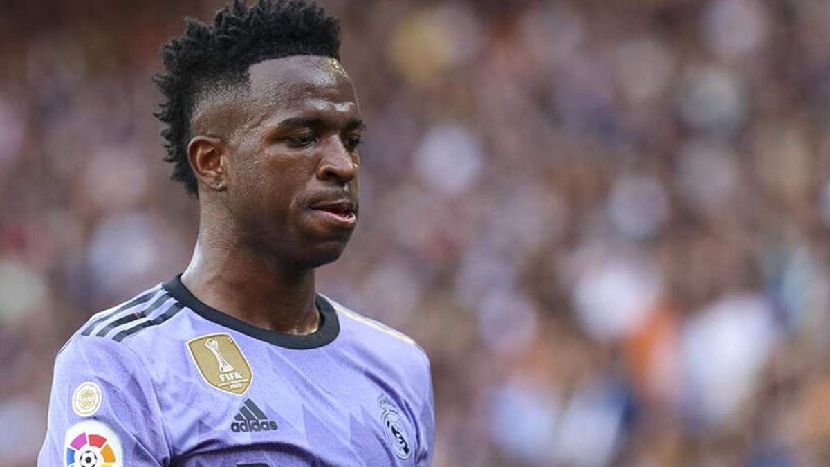 Vinícius Júnior después de recibir insultos en Mestalla.