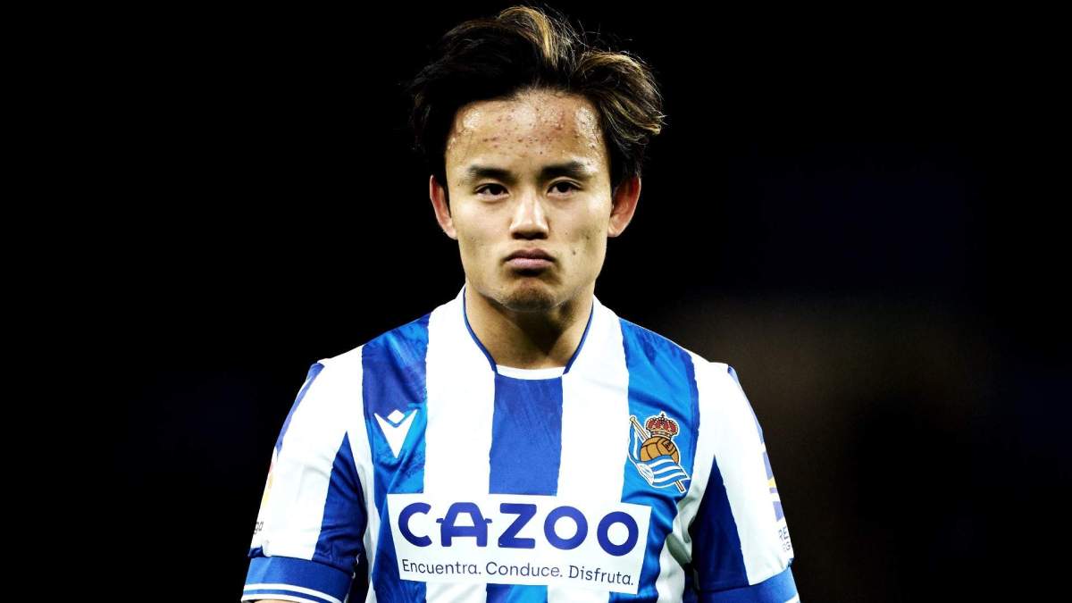 Takefusa Kubo en un partido con la Real Sociedad