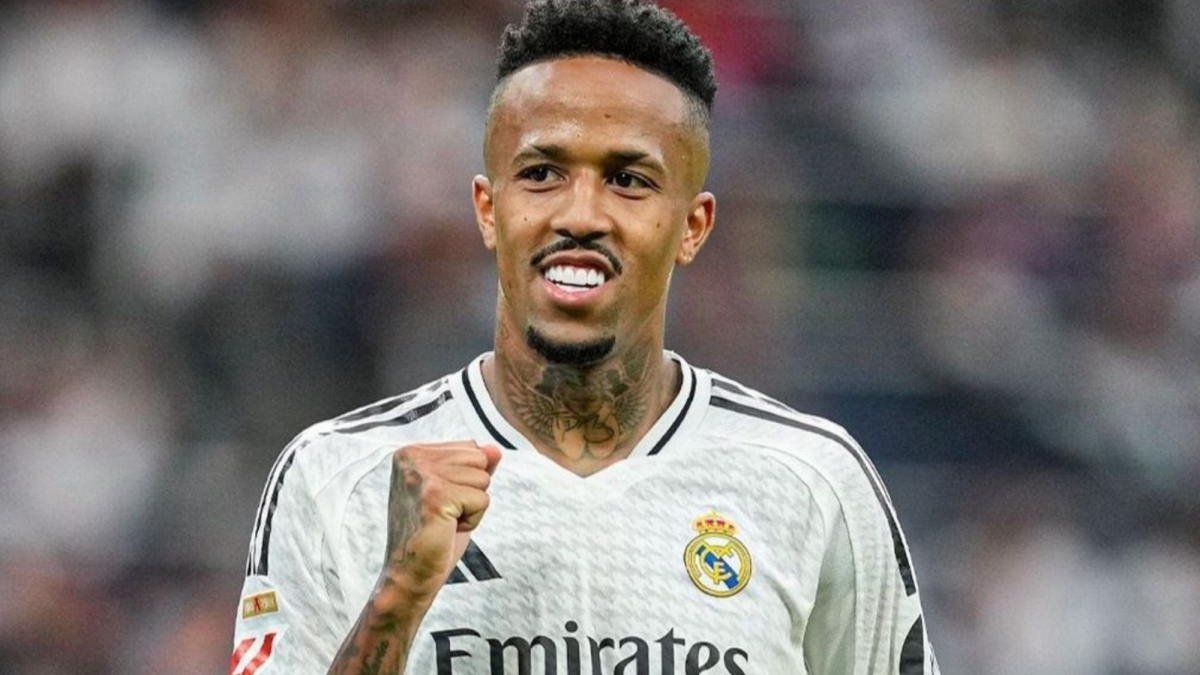 Militao celebra un gol con el Real Madrid 