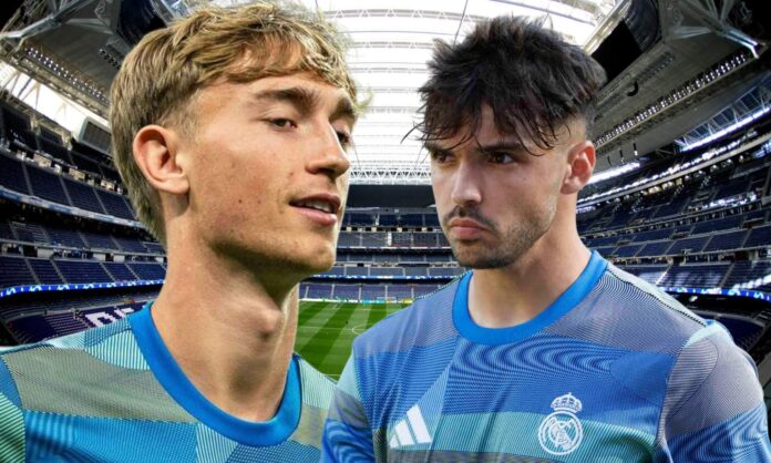 Asencio y Huijsen salieron a ver el césped del Bernabéu antes del partido: 