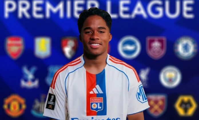 Endrick con la camiseta del Olympique de Lyon y varios equipos de la Premier League.