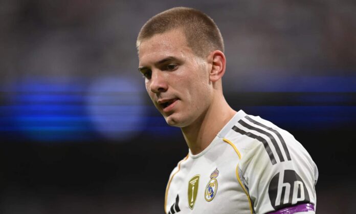Franco Mastantuono, en un partido con el Real Madrid durante esta temporada.