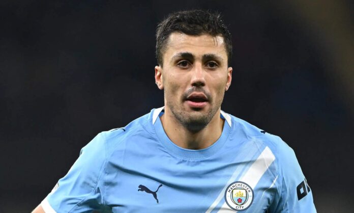 Rodri Hernández, en un partido con el Manchester City durante esta temporada.