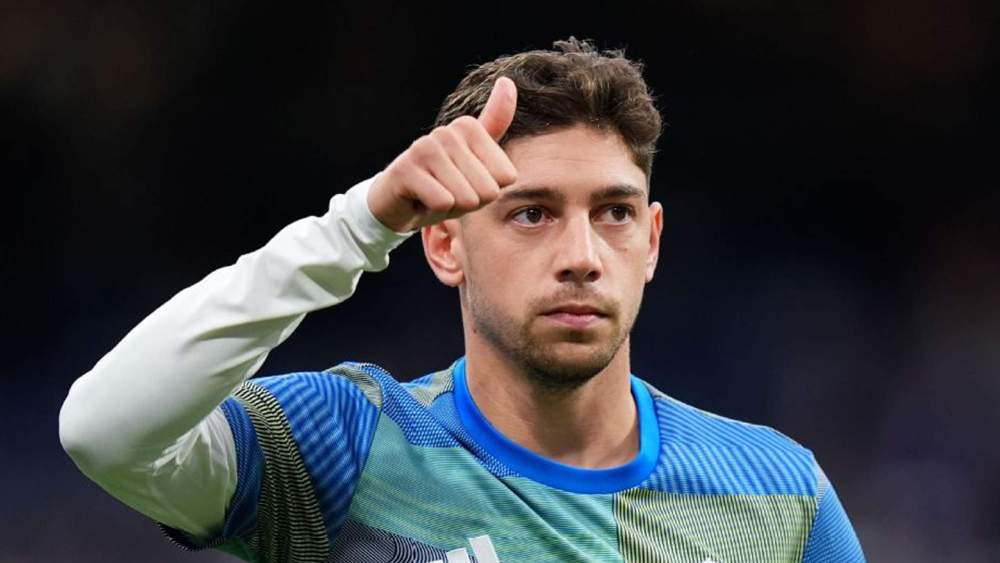 Fede Valverde en un calentamiento del Real Madrid.