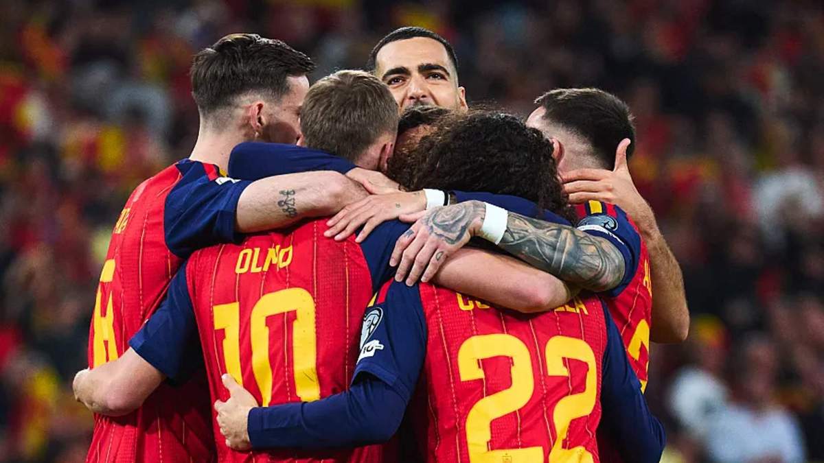 Jugadores de la selección española celebrando un gol. Jugadores de la selección española celebrando un gol.