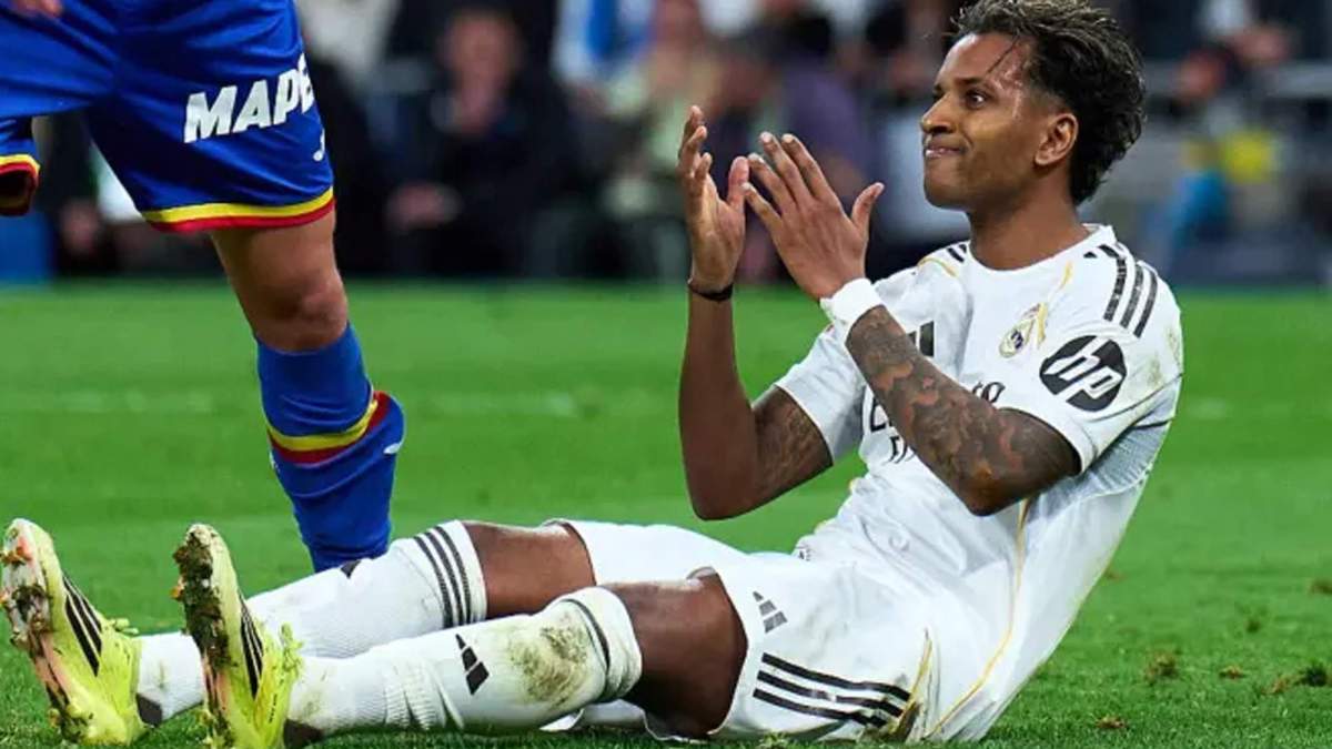 Rodrygo Goes lesionado durante el Real Madrid - Getafe. Rodrygo Goes lesionado durante el Real Madrid - Getafe.