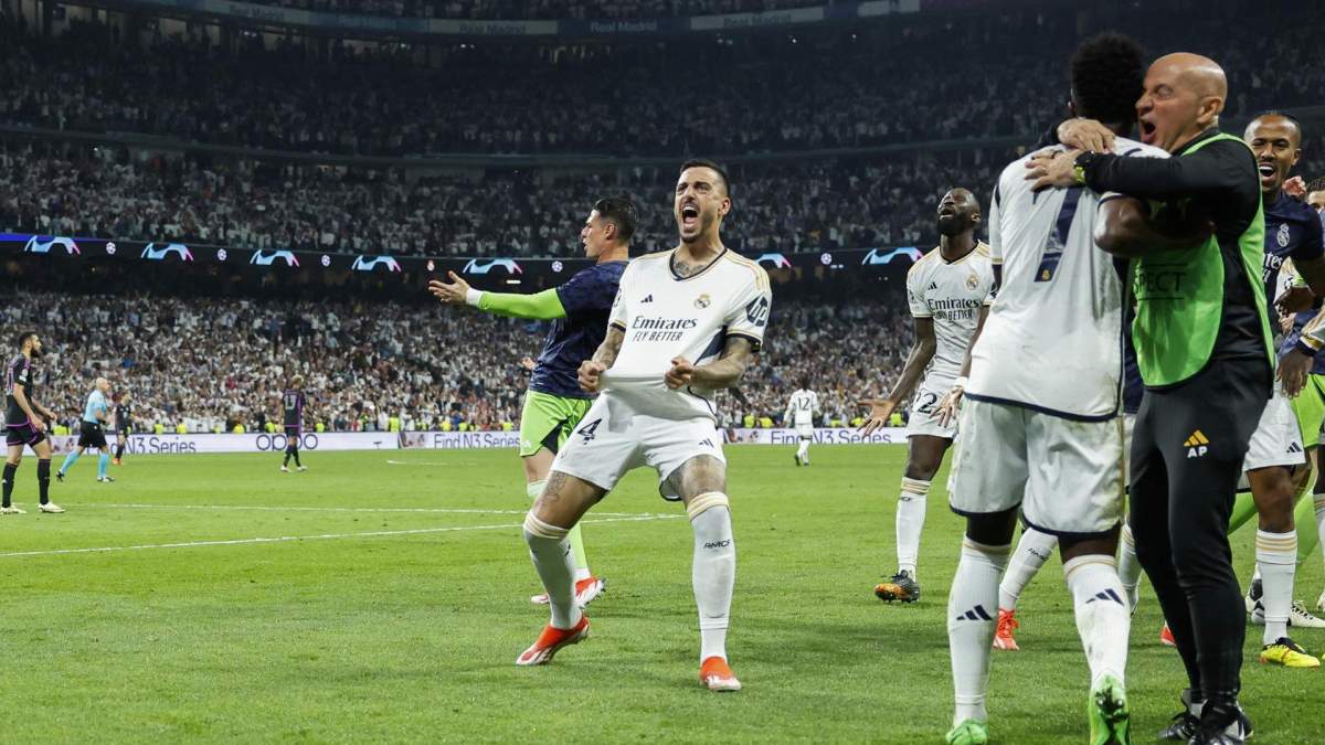 Joselu celebrando uno de sus dos goles en el último Real Madrid - Bayern de Champions Joselu celebrando uno de sus dos goles en el último Real Madrid - Bayern de Champions