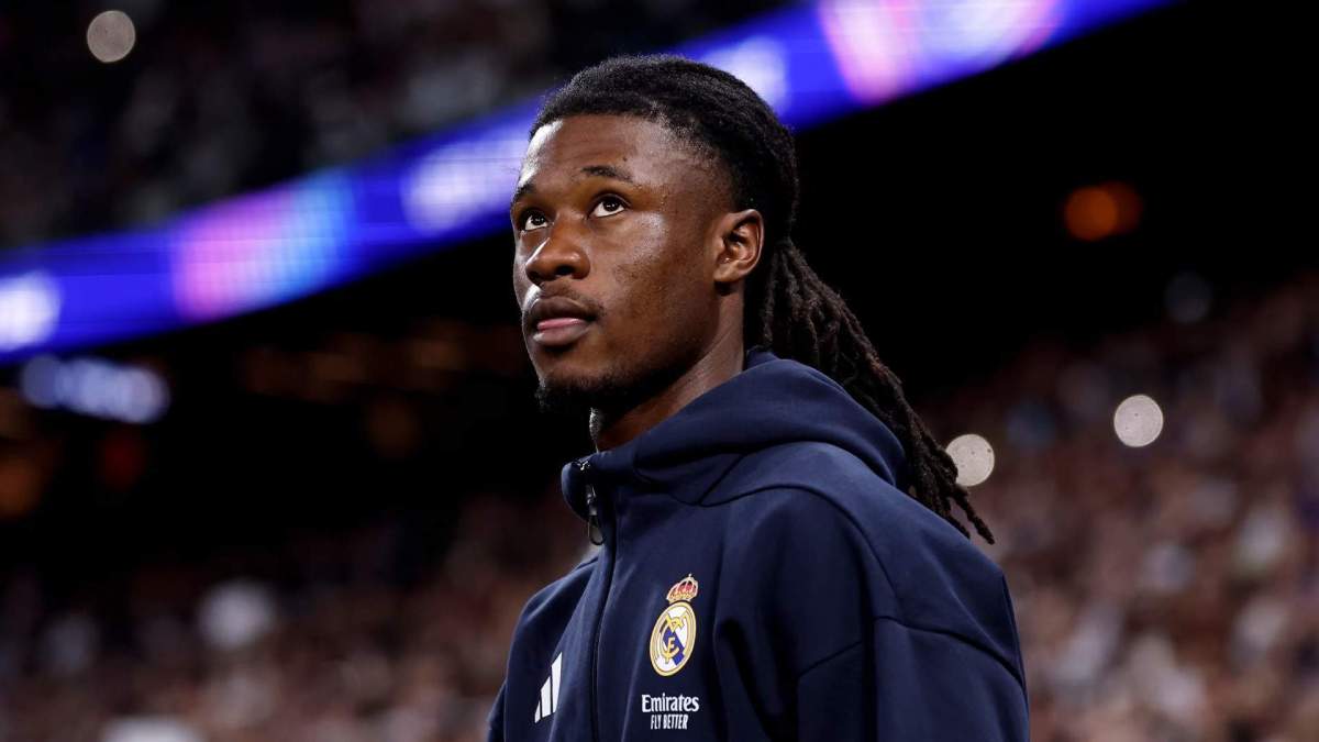 Camavinga antes de un partido del Real Madrid