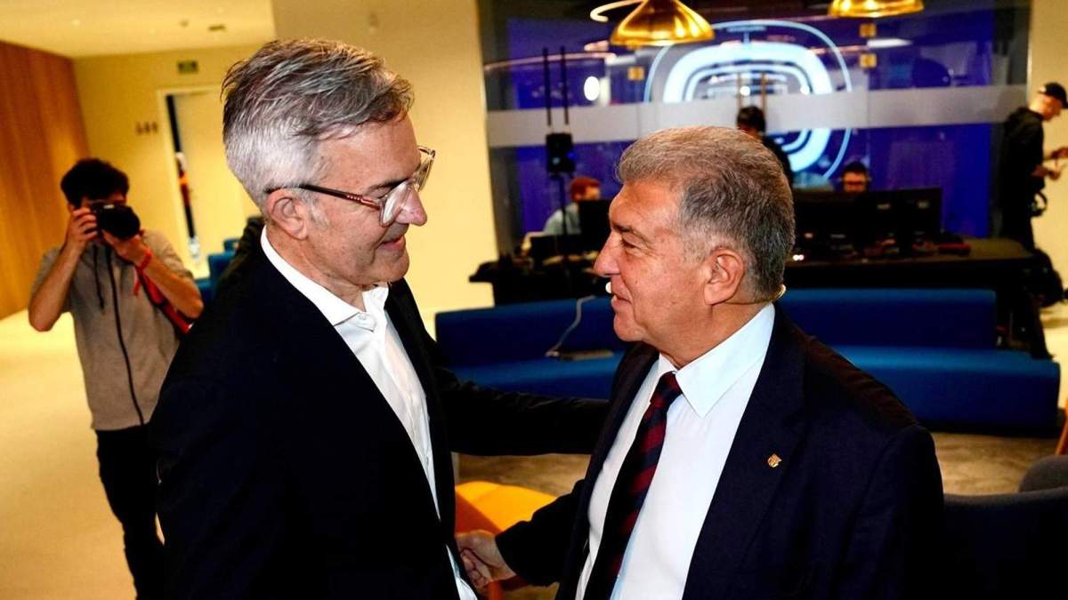 Víctor Font y Joan Laporta en el debate presidencial. 