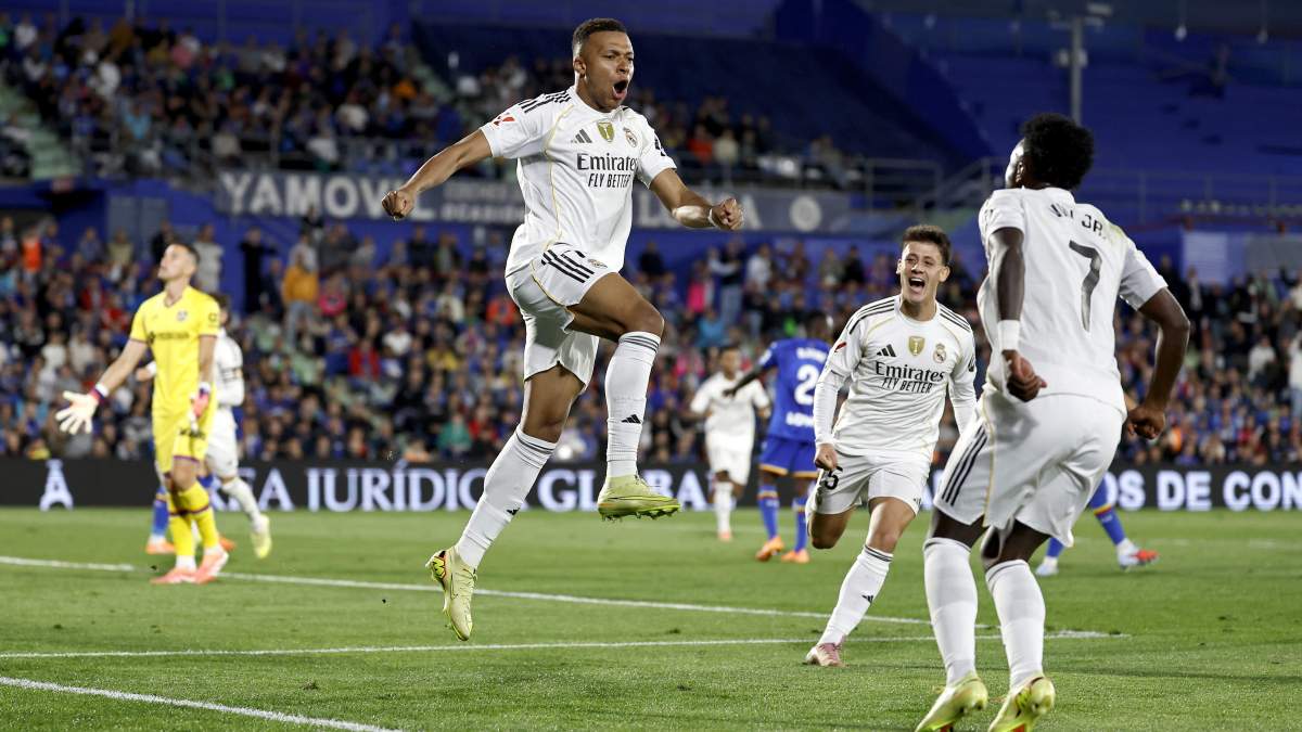 Mbappé celebrando su gol contra el Getafe Mbappé celebrando su gol contra el Getafe