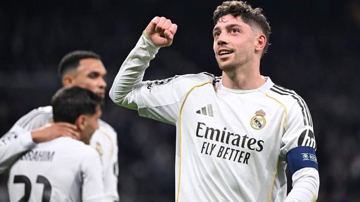 Fede Valverde celebrando uno de sus goles contra el Manchester City.