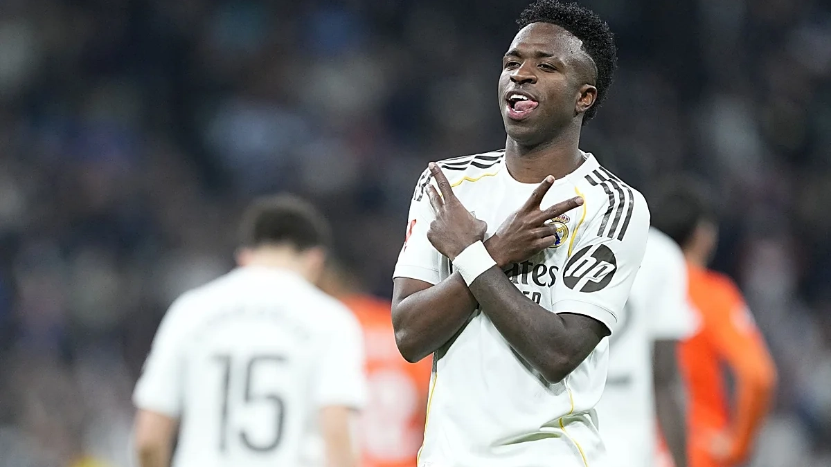 Vinicius celebrando uno de sus goles ante la Real Sociedad