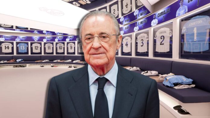 Florentino, en el vestuario del Madrid tras ganar el derbi: felicitó a tres futbolistas de forma especial
