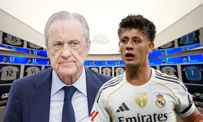 Florentino Pérez ha bajado al vestuario para felicitar al Real Madrid por su victoria ante el Elche y, sobre todo, a Arda Güler por su golazo.