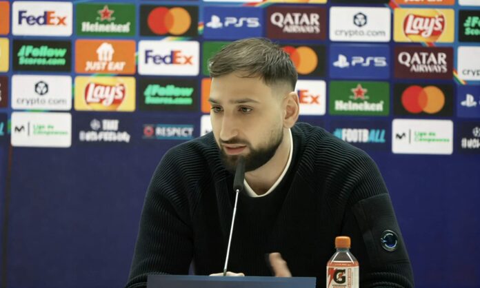 Gianluigi Donnarumma, en la rueda de prensa de esta tarde que ha ofrecido desde el Santiago Bernabéu.